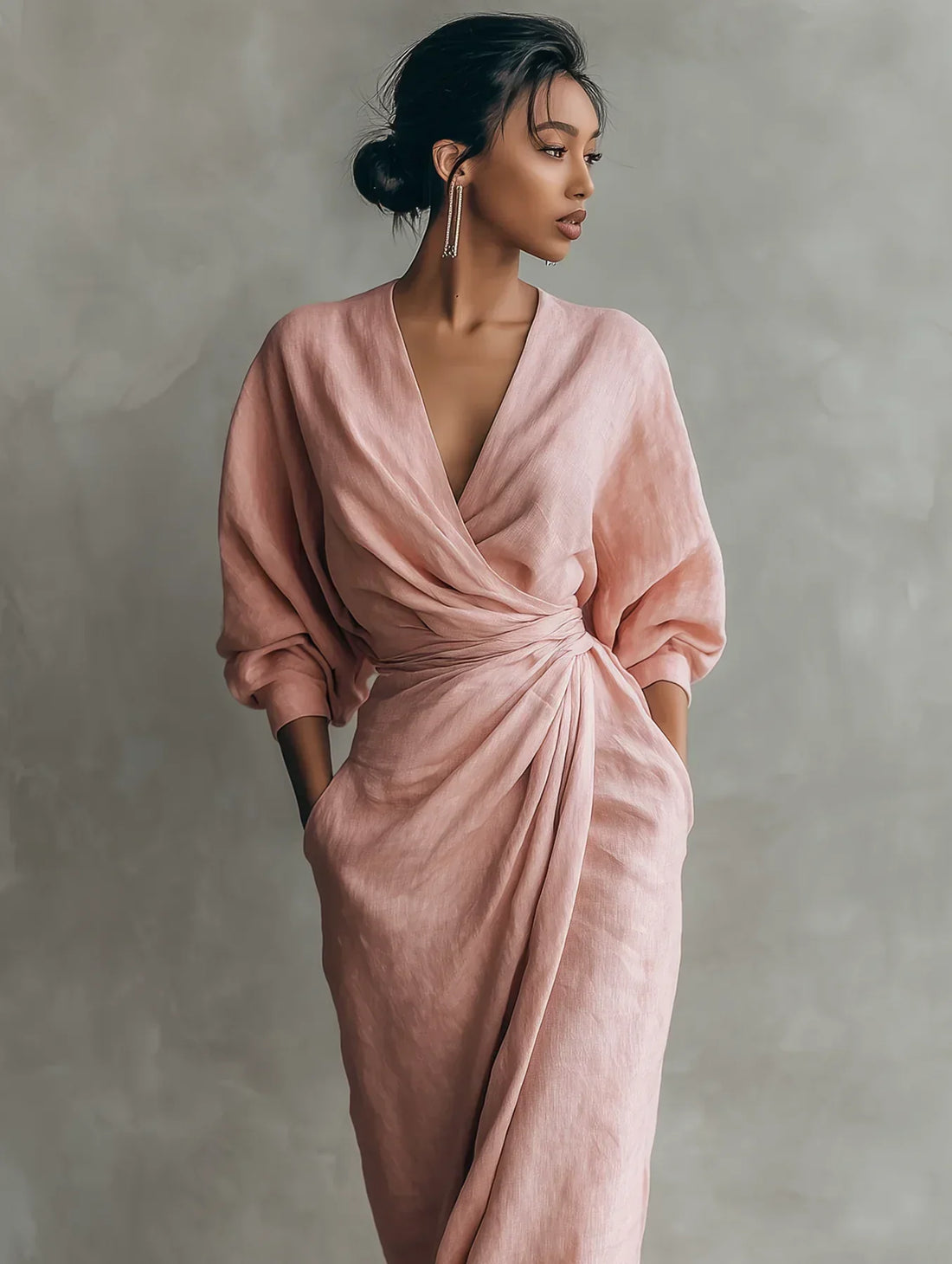 Peonía | Vestido maxi cruzado con escote en V