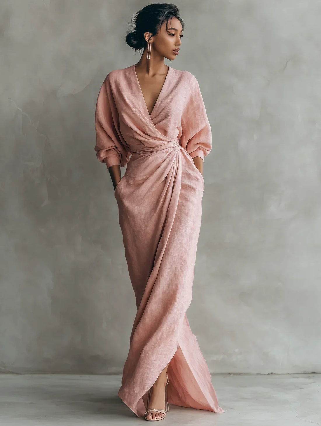 Peonía | Vestido maxi cruzado con escote en V