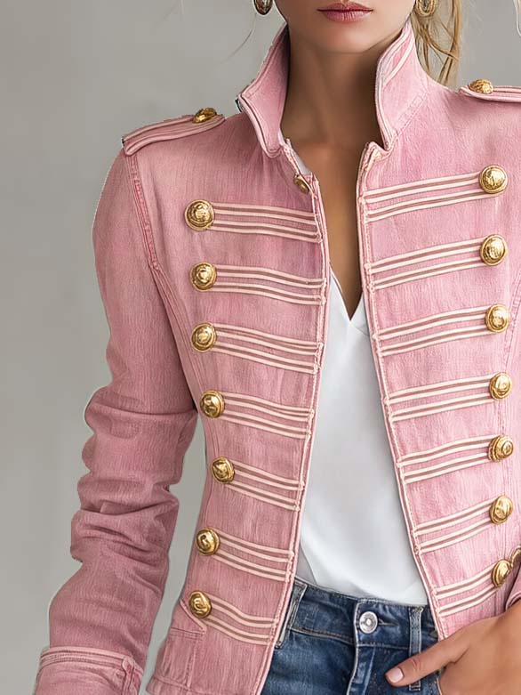 Ximena | Chaqueta vaquera militar con botones dorados