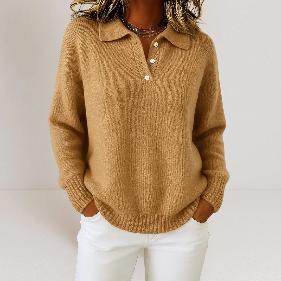 Celia | Jersey de punto suave con cuello camisero