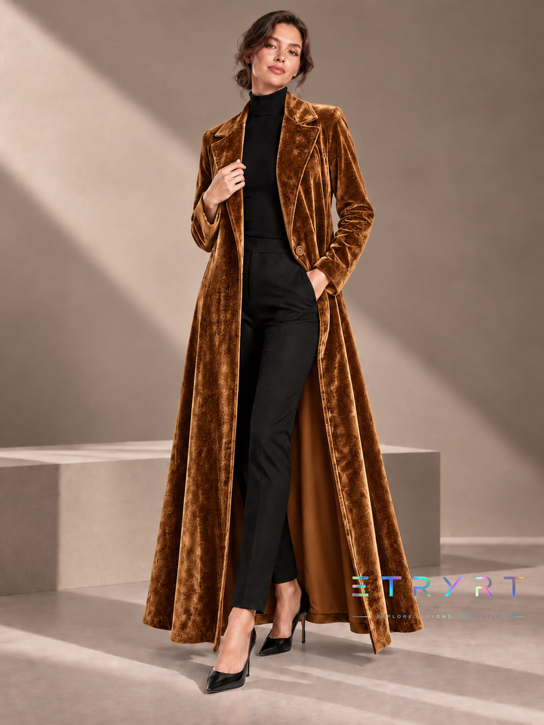 Amalia | Abrigo maxi de terciopelo abierto