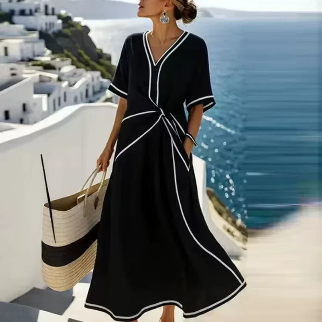 Dafne | Vestido largo fluido con drapeado