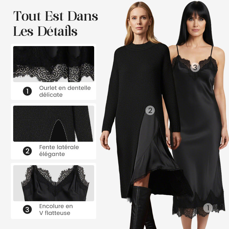 Eva | Conjunto de vestido y jersey de punto