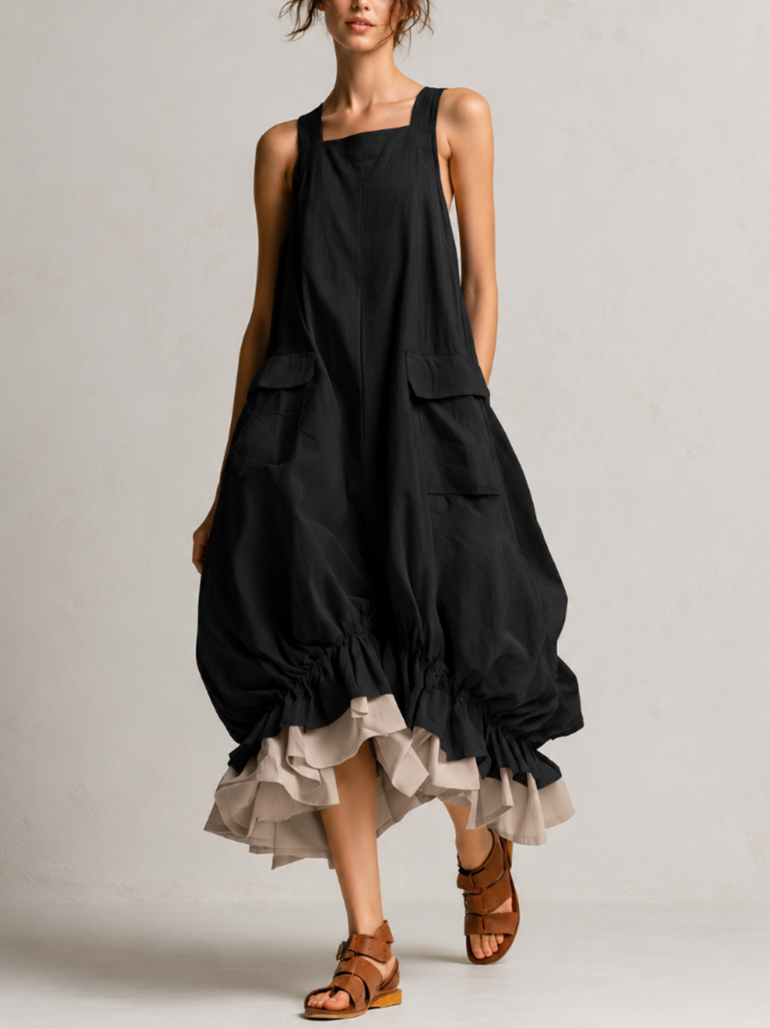 Tilda | Vestido midi burbuja con bolsillos y volante