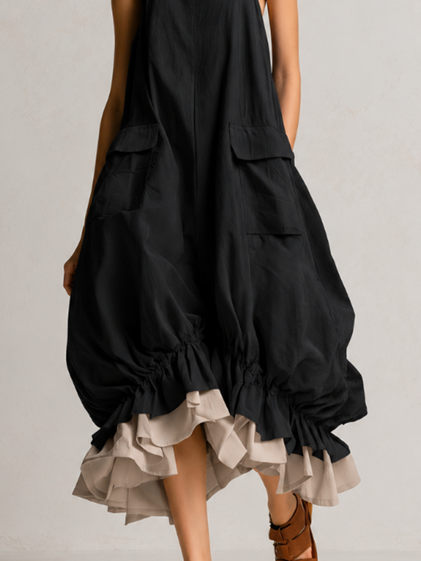 Tilda | Vestido midi burbuja con bolsillos y volante