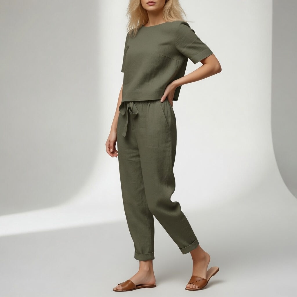 Lucía | Conjunto de algodón con pantalón anudado