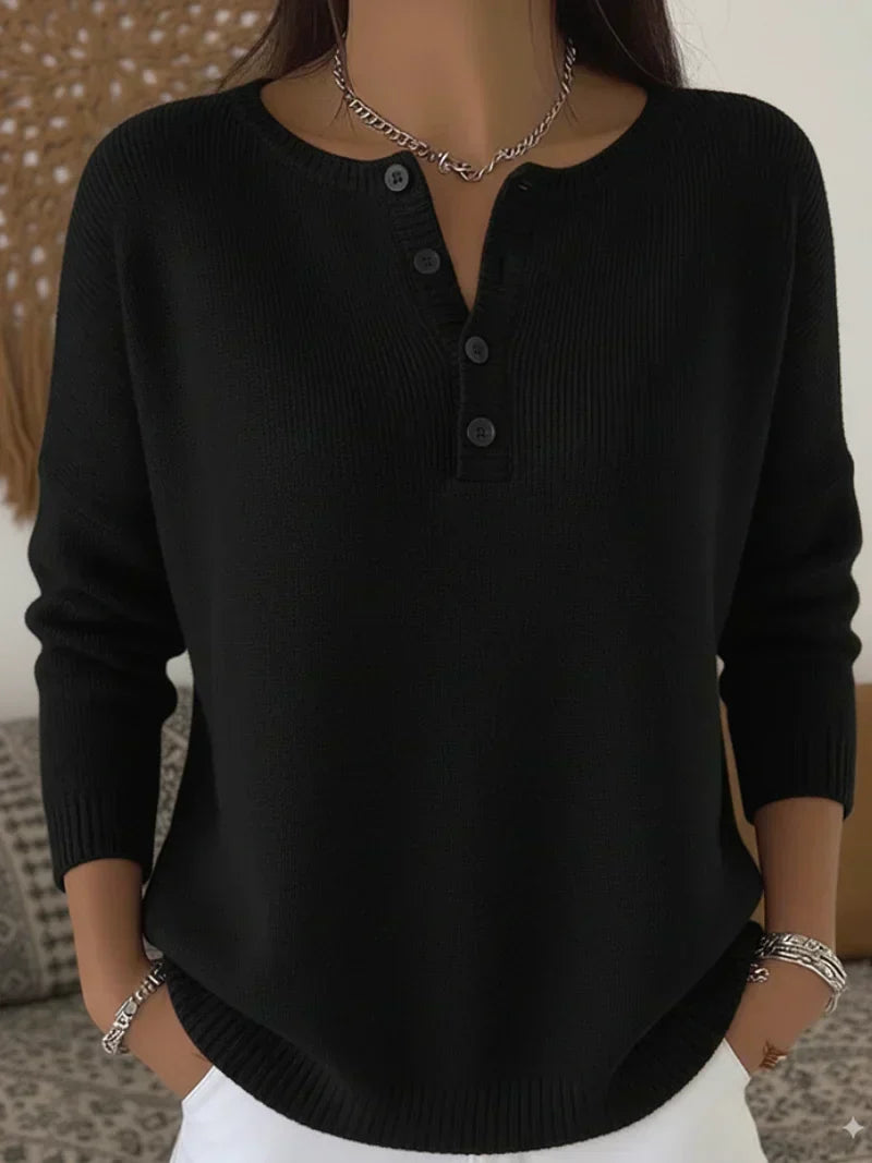 Carla | Jersey de punto con tapeta henley