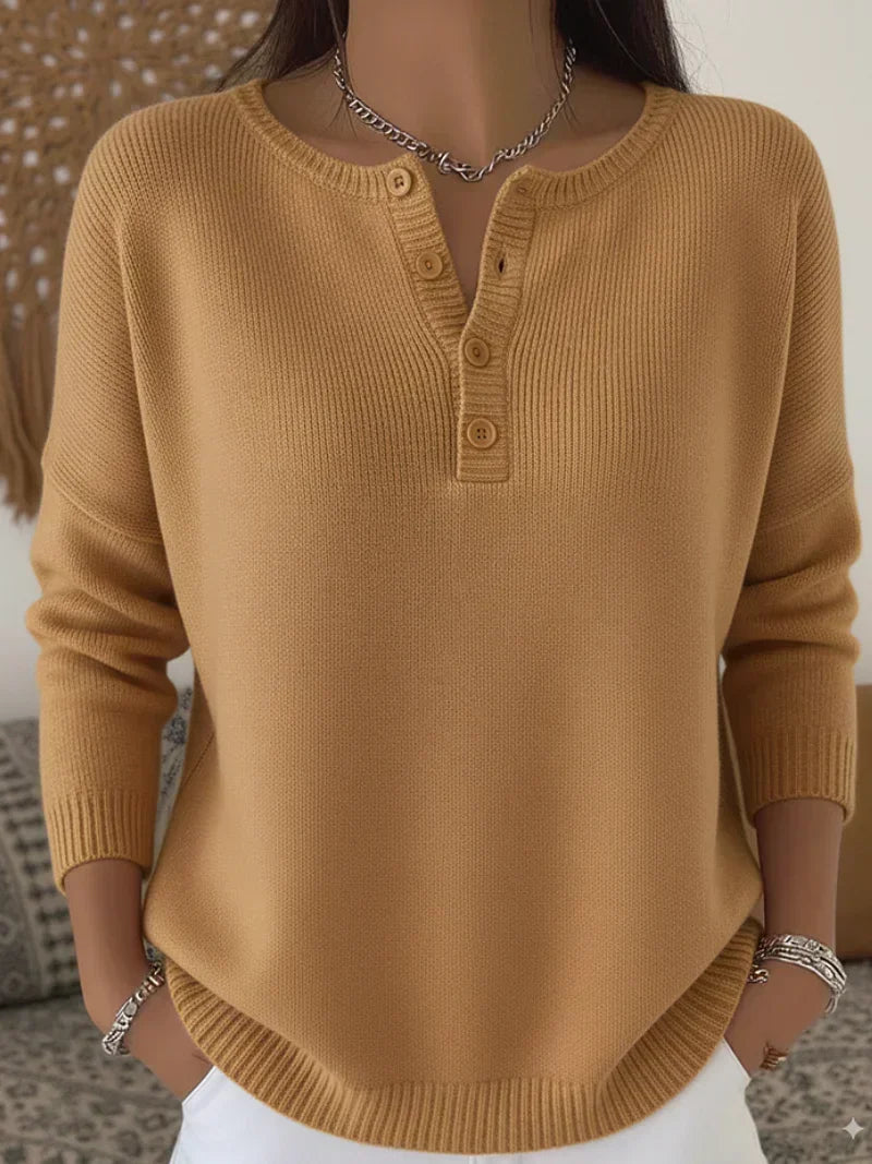Carla | Jersey de punto con tapeta henley