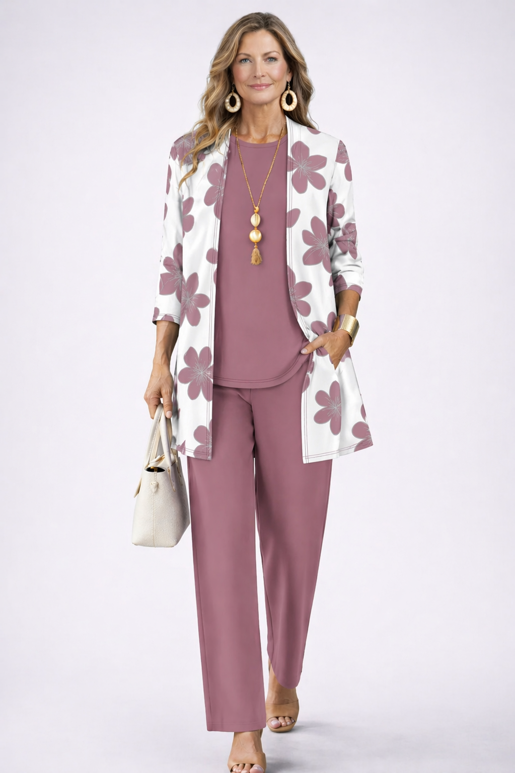 Soledad | Traje de invitada de tres piezas en morado