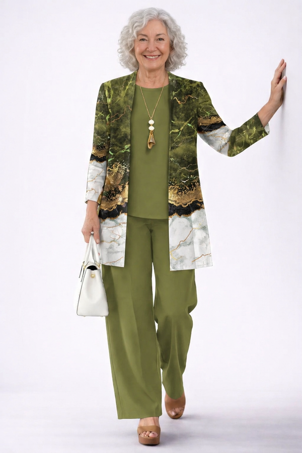 Guadalupe | Traje de invitada de tres piezas en verde