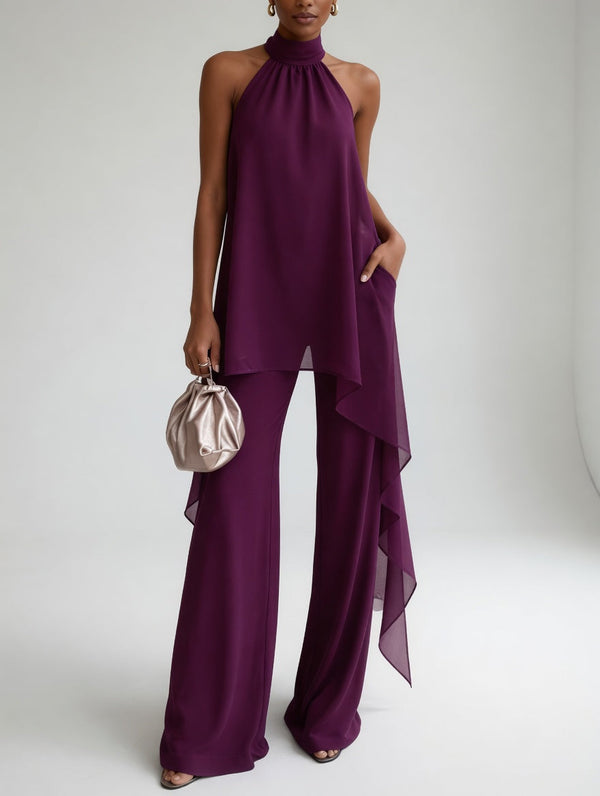Valeria | Conjunto de top halter y pantalón acampanado