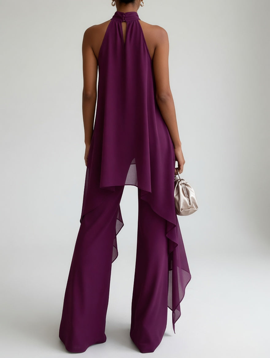 Valeria | Conjunto de top halter y pantalón acampanado