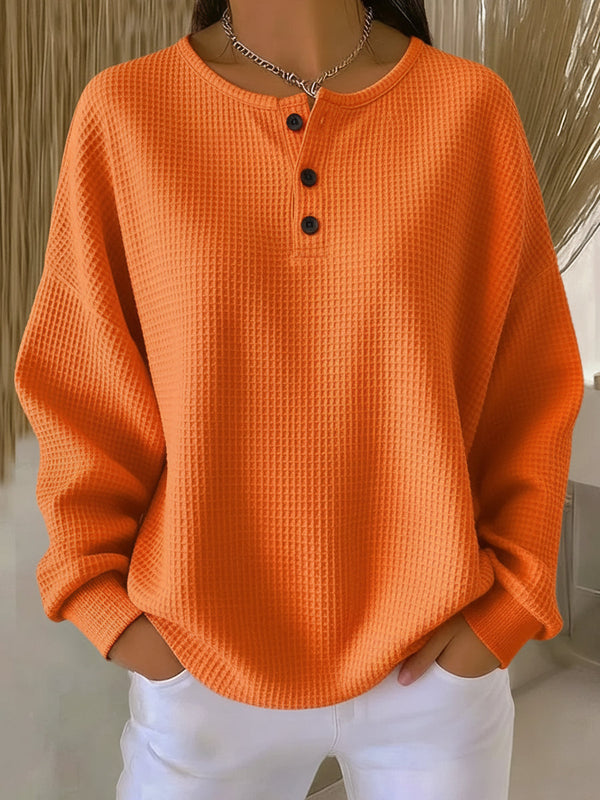 Rosa | Sudadera henley de tejido gofrado