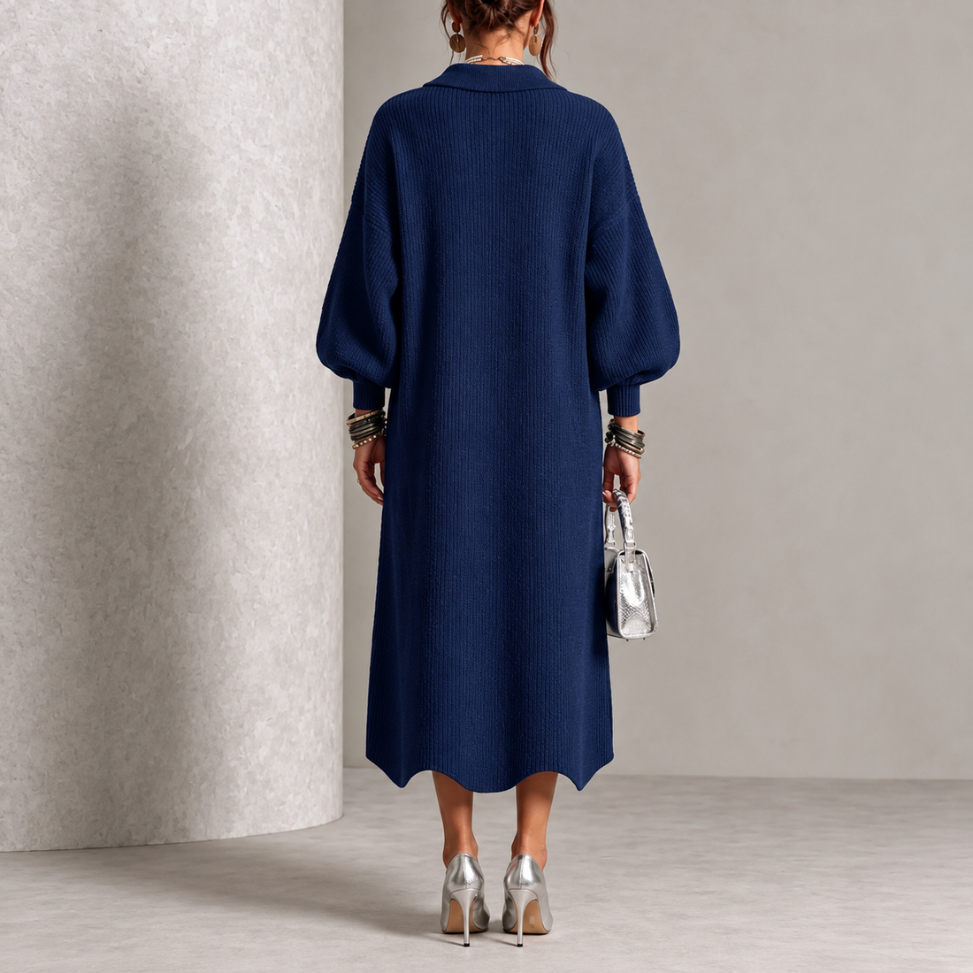 Ofelia | Vestido midi de punto con botonadura