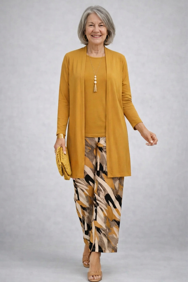 Luz | Traje de invitada de tres piezas en amarillo