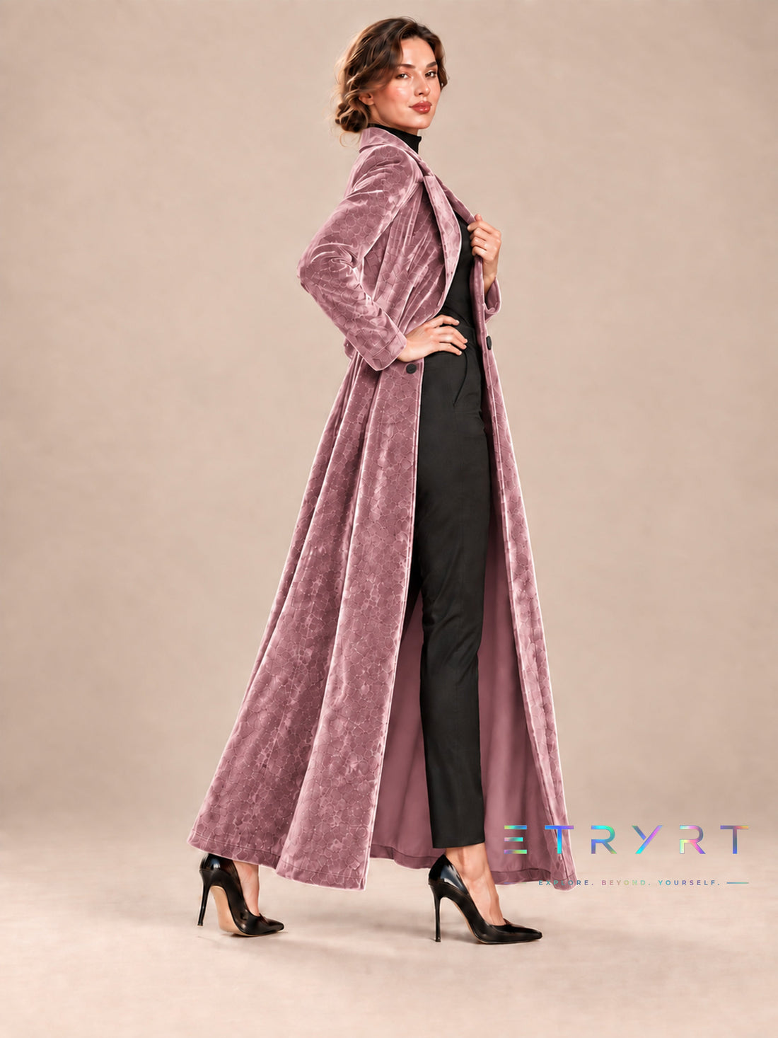 Amalia | Abrigo maxi de terciopelo abierto