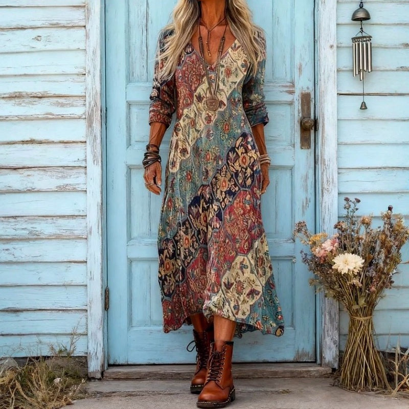 Frida | Vestido maxi estampado de corte relajado