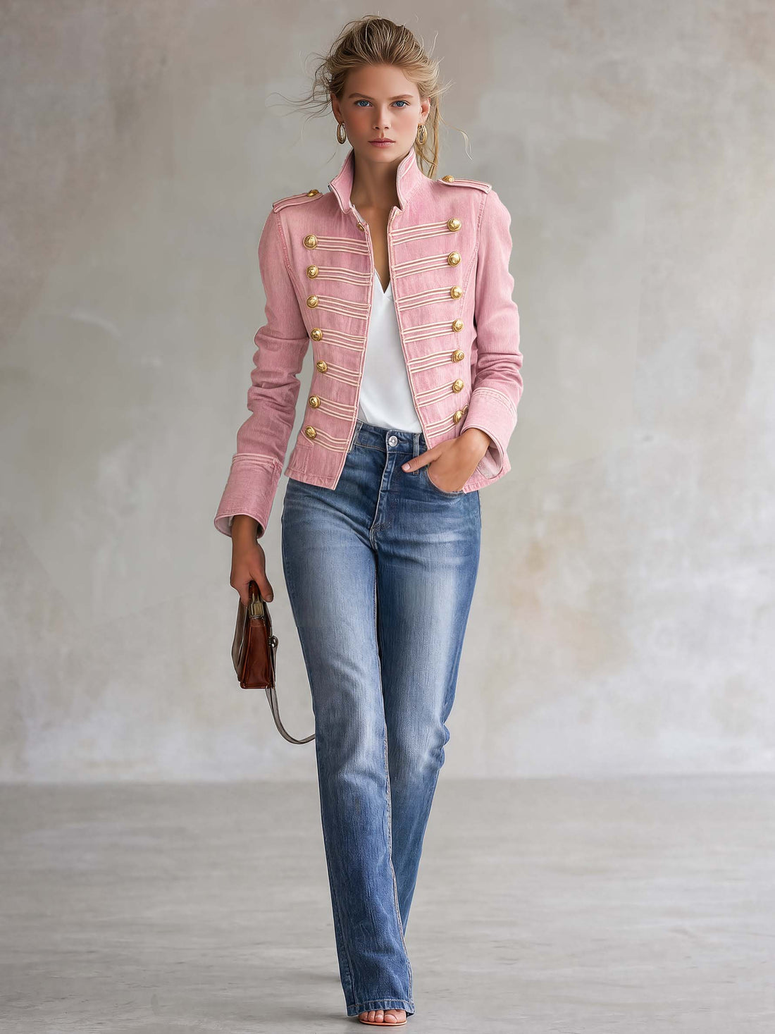 Ximena | Chaqueta vaquera militar con botones dorados