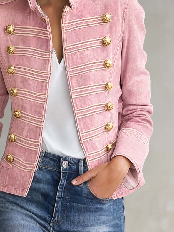 Ximena | Chaqueta vaquera militar con botones dorados