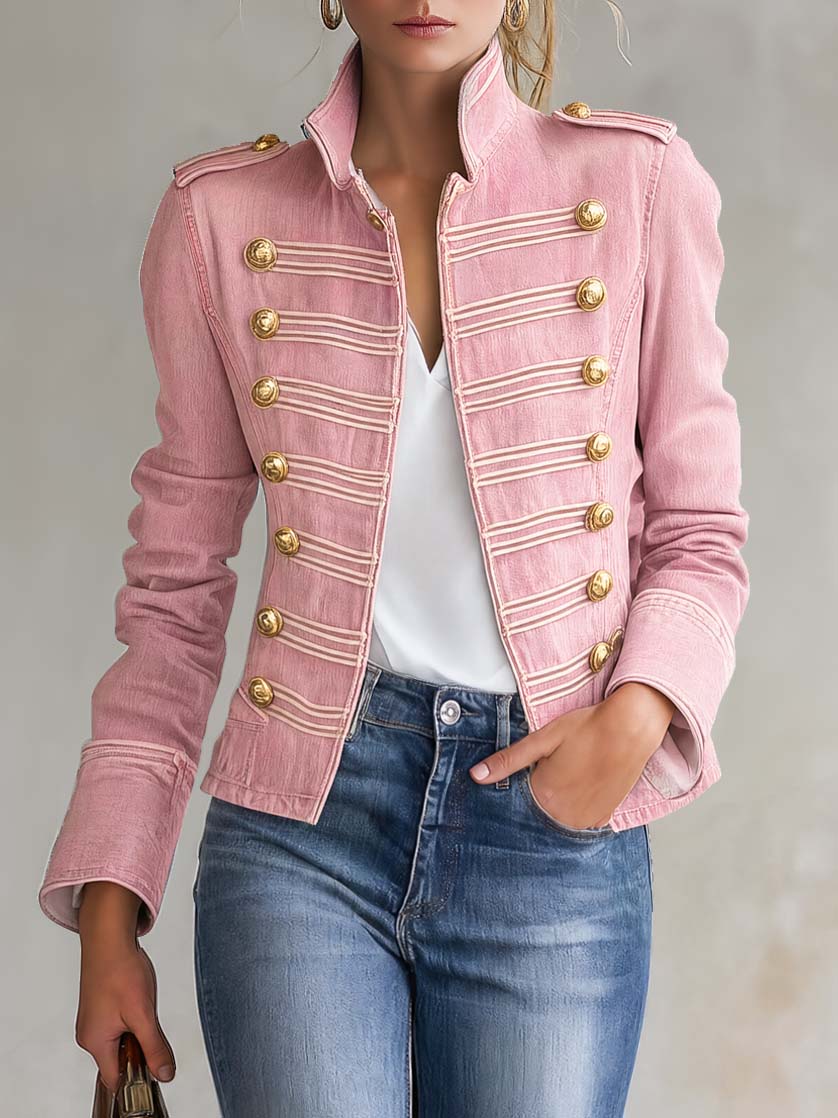 Ximena | Chaqueta vaquera militar con botones dorados