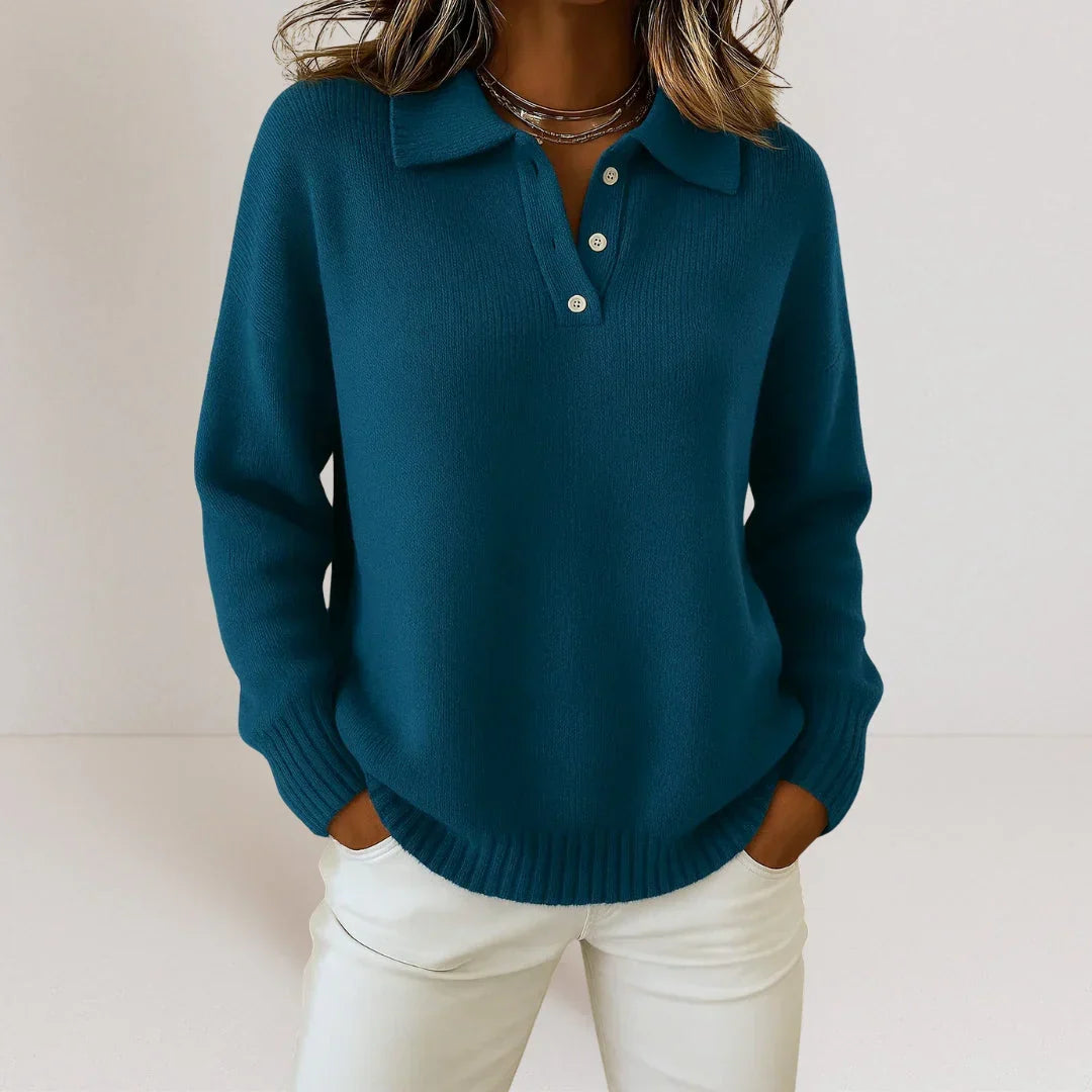 Celia | Jersey de punto suave con cuello camisero