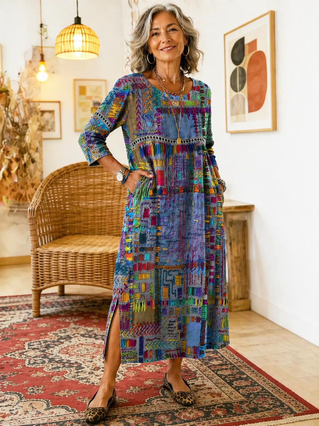 Zaida | Vestido con patchwork étnico