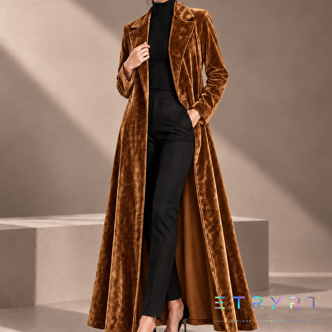 Amalia | Abrigo maxi de terciopelo abierto
