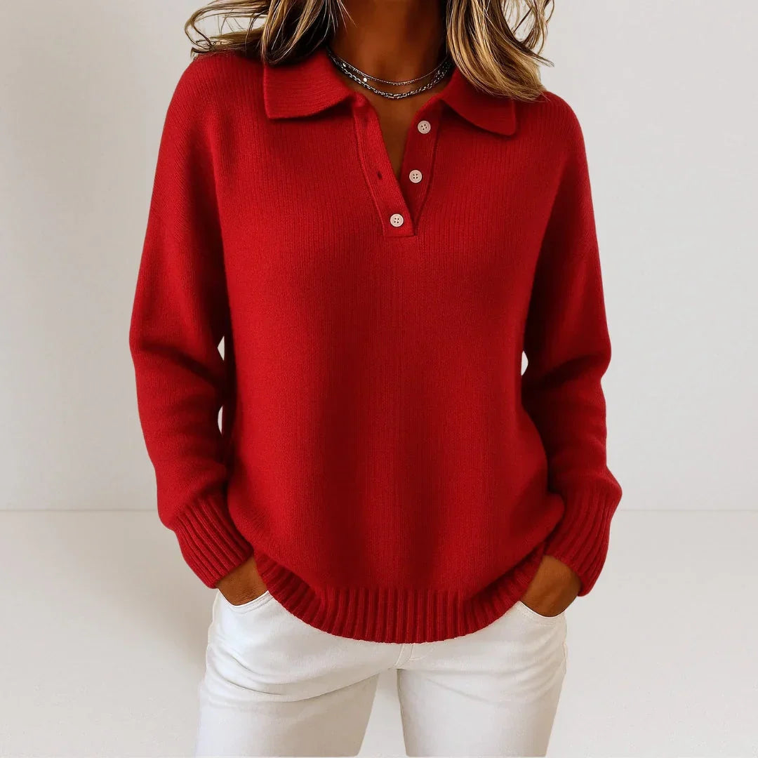 Celia | Jersey de punto suave con cuello camisero