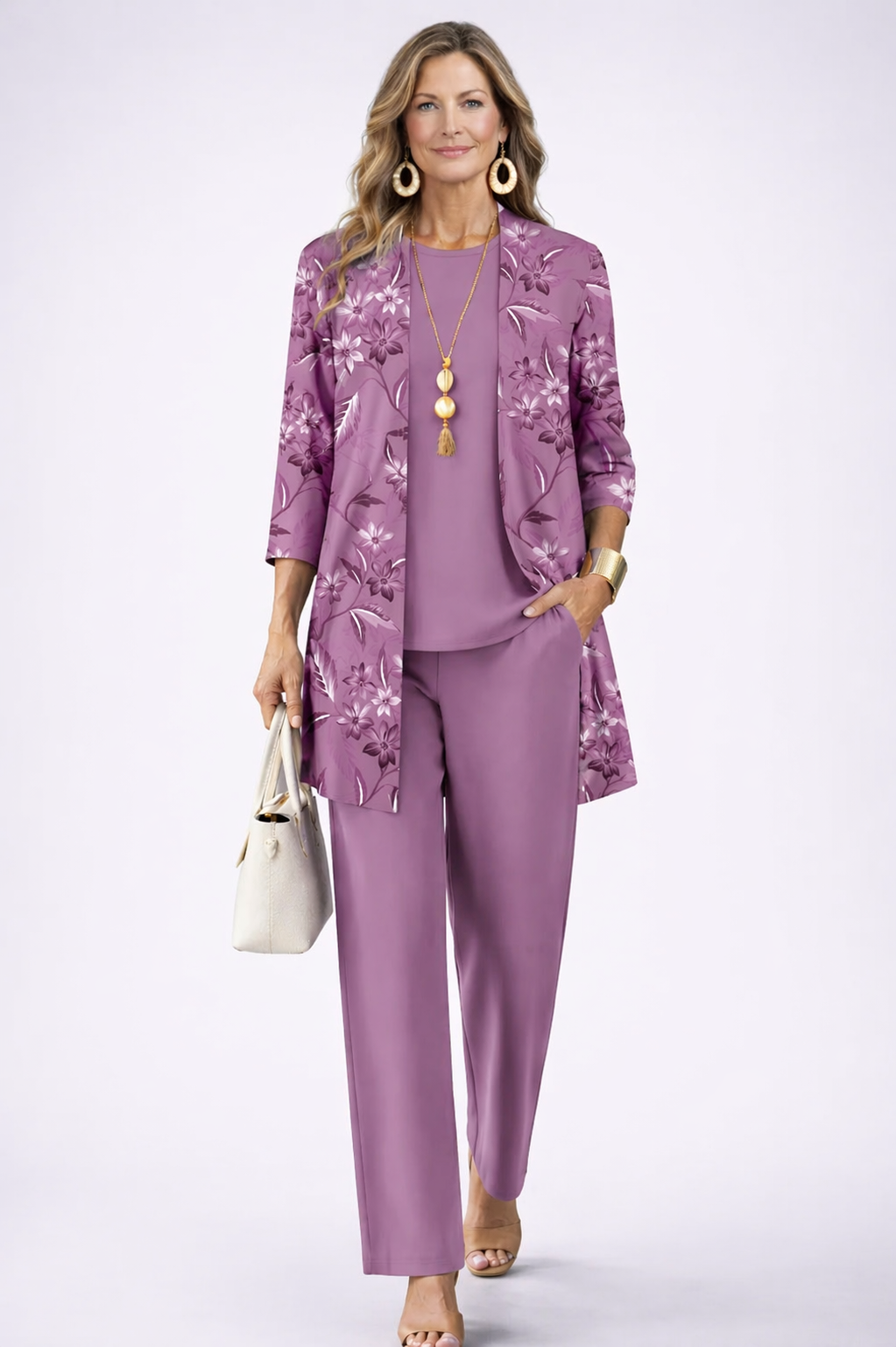 Leonor | Traje de invitada de tres piezas en morado