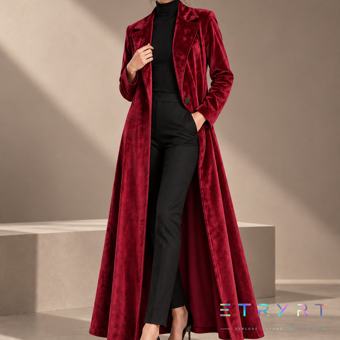 Amalia | Abrigo maxi de terciopelo abierto