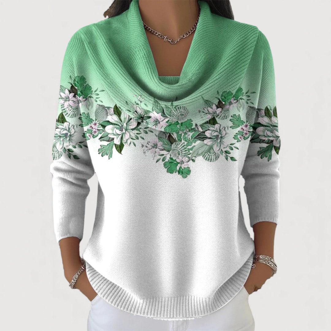 Margarita | Jersey floral de cuello vuelto