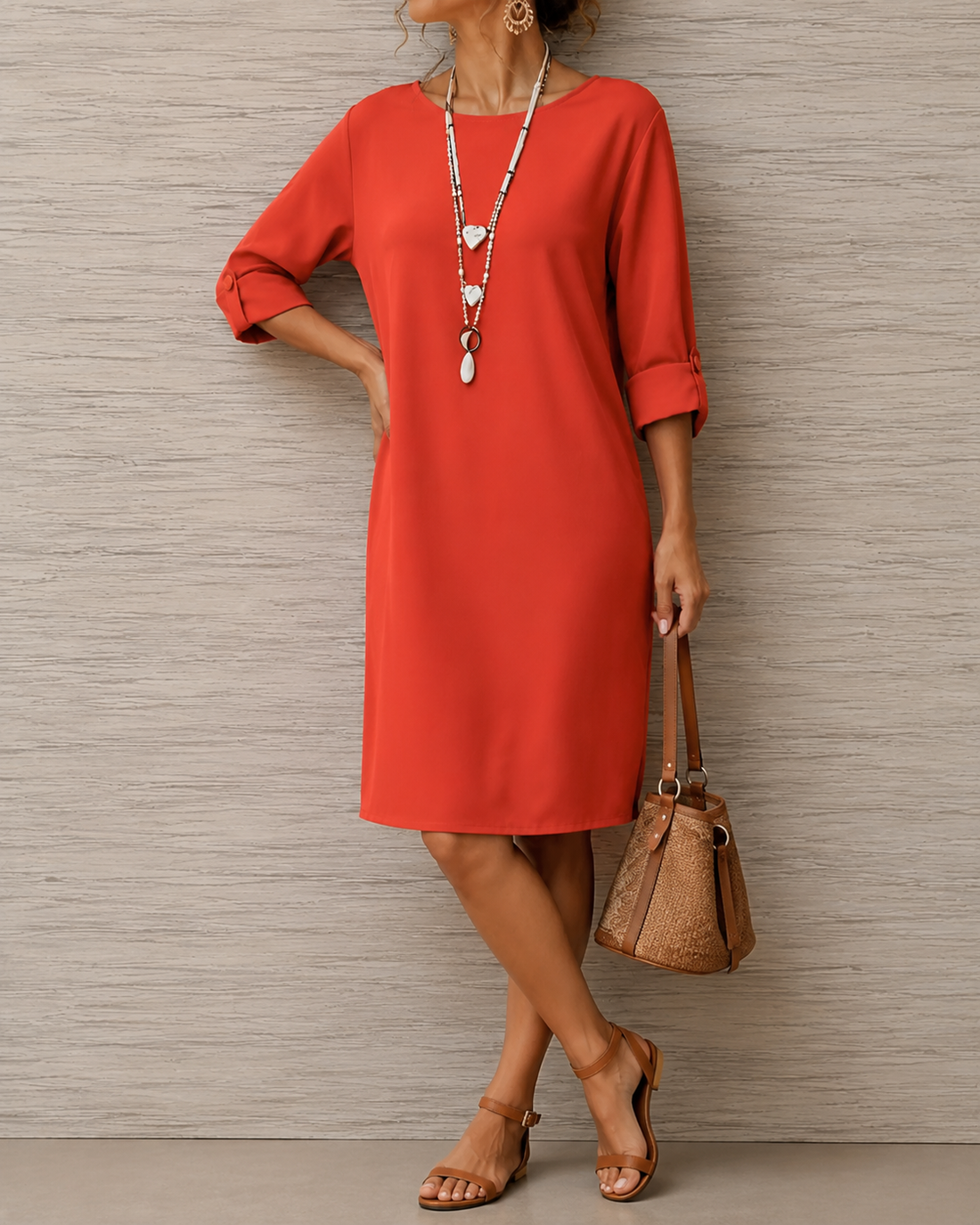 Lía | Vestido midi fluido efecto vientre plano