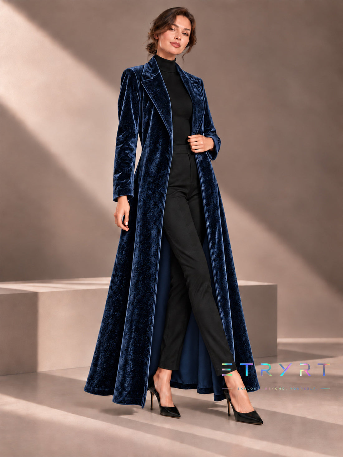 Amalia | Abrigo maxi de terciopelo abierto