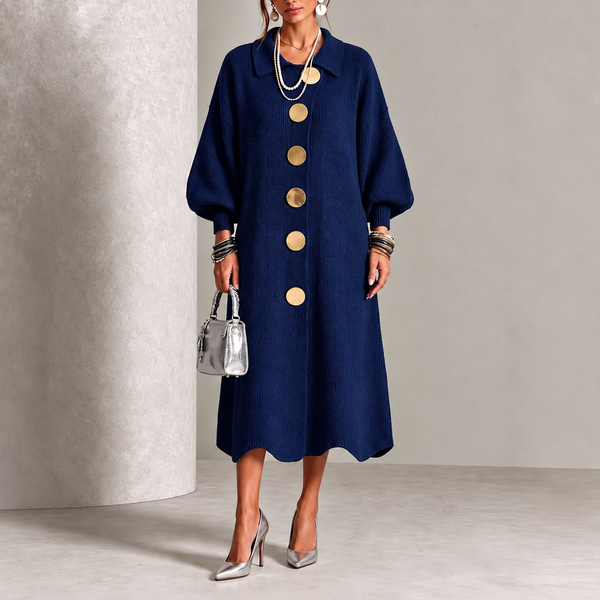 Ofelia | Vestido midi de punto con botonadura