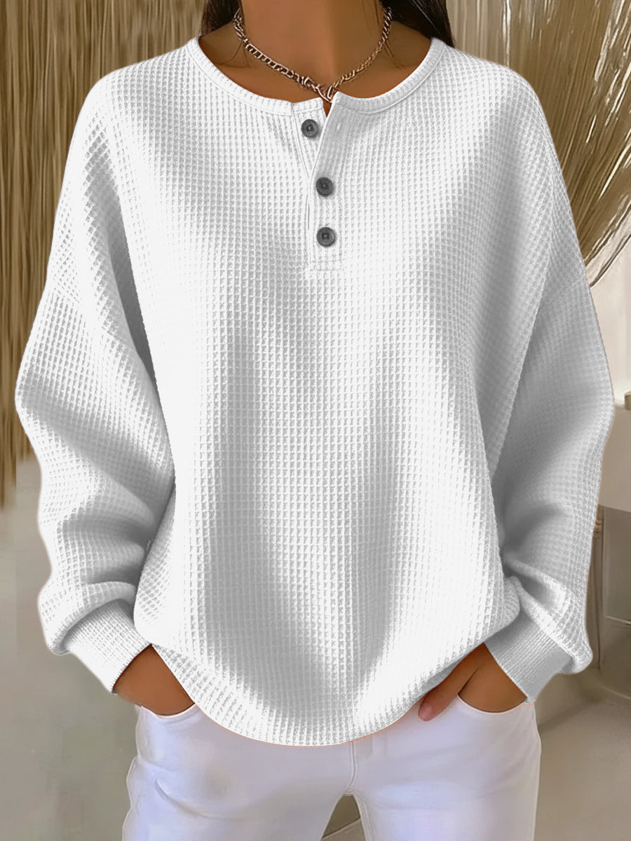 Rosa | Sudadera henley de tejido gofrado