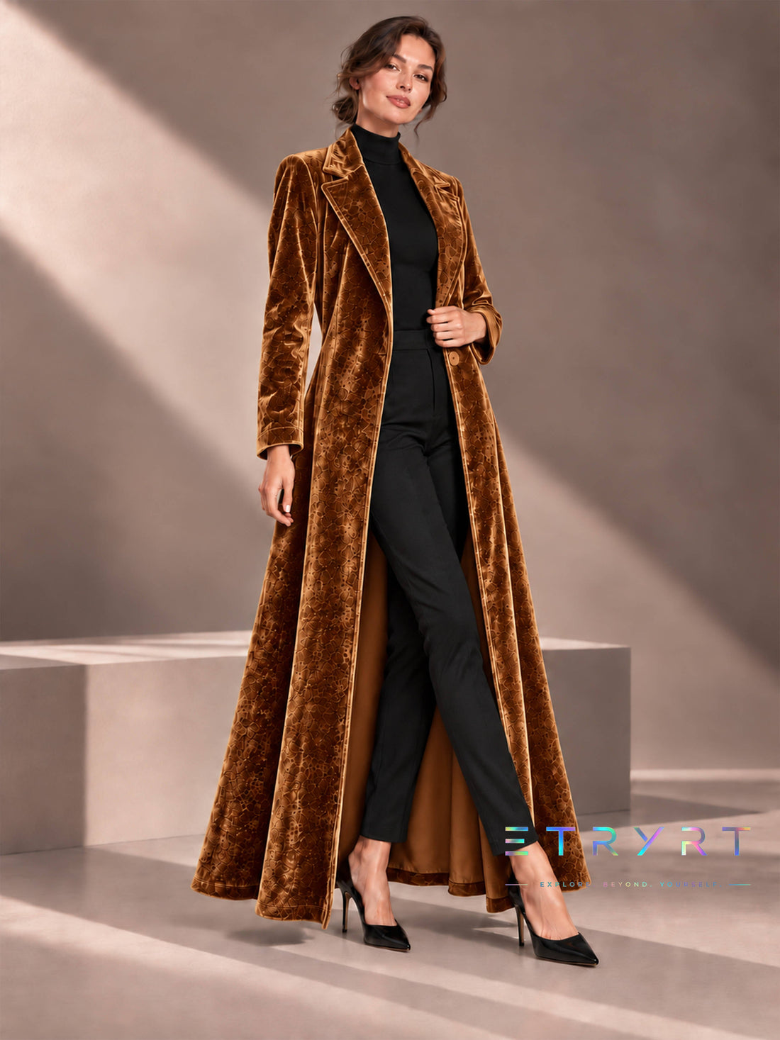Amalia | Abrigo maxi de terciopelo abierto