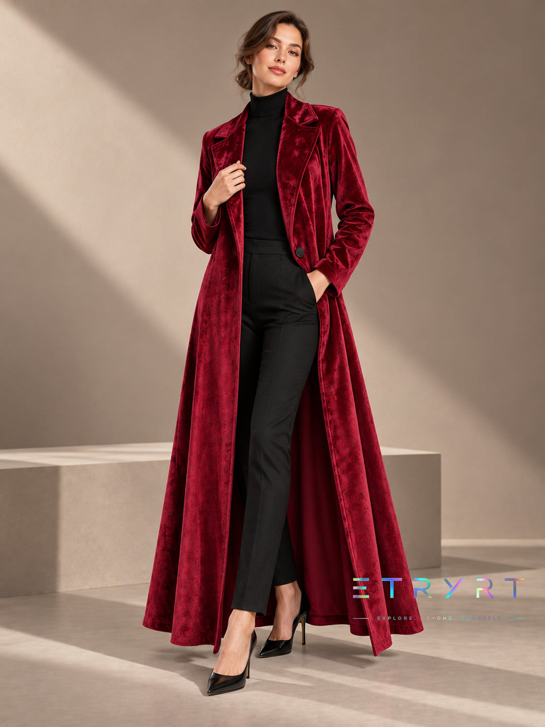 Amalia | Abrigo maxi de terciopelo abierto