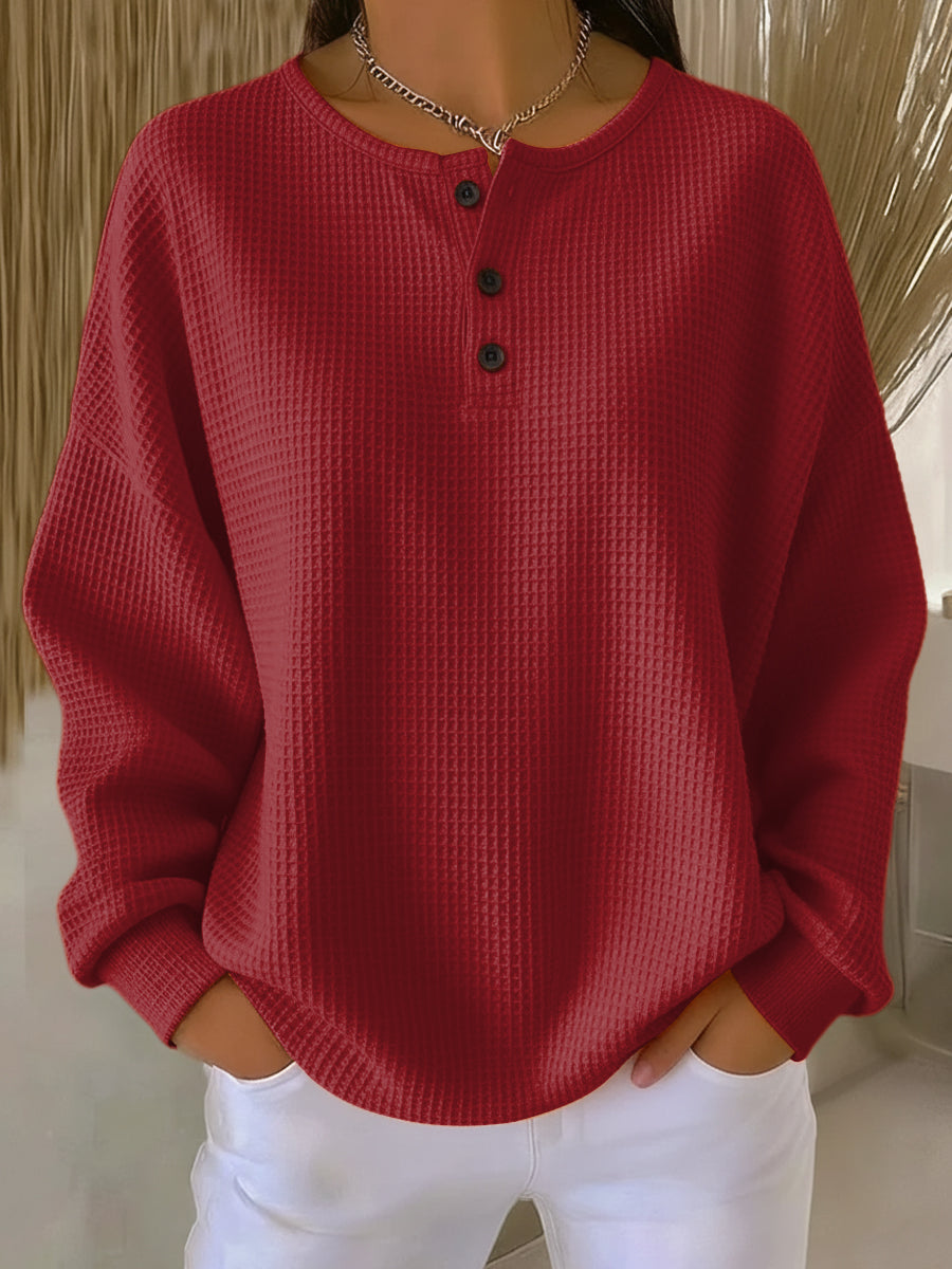Rosa | Sudadera henley de tejido gofrado