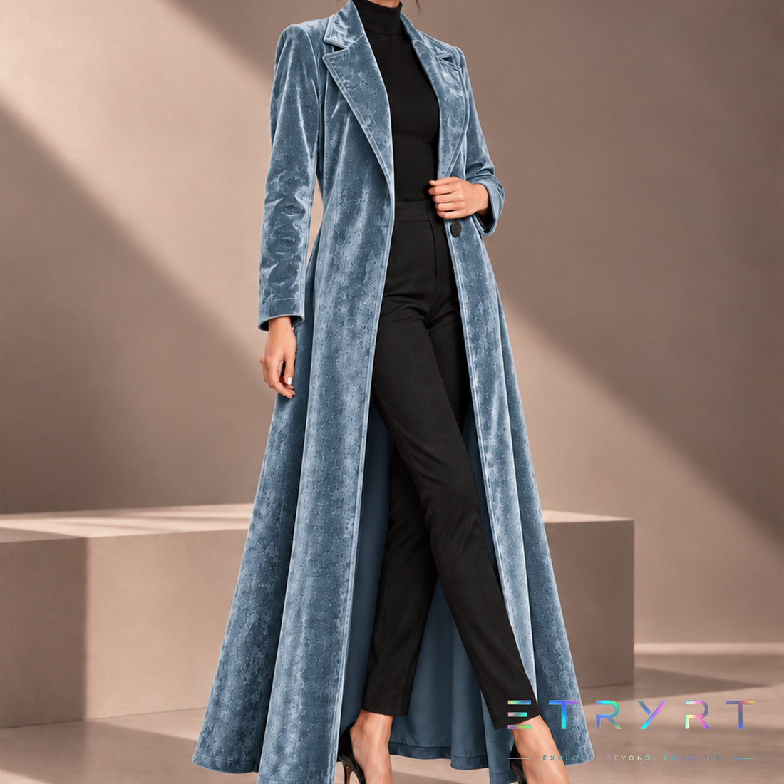 Amalia | Abrigo maxi de terciopelo abierto