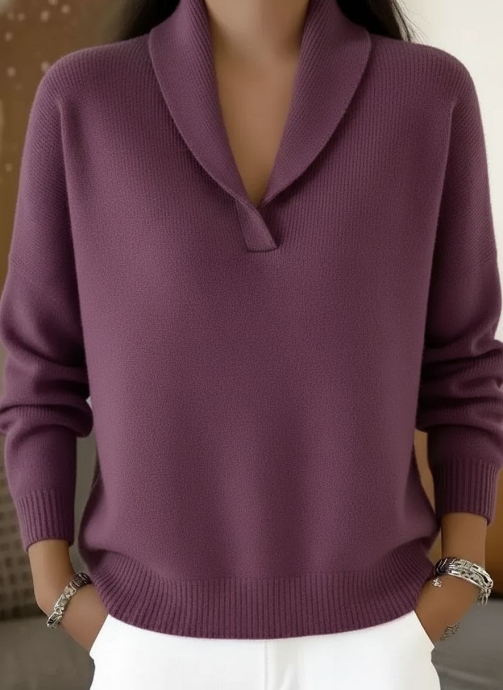 Silvia | Jersey de punto con cuello de pico