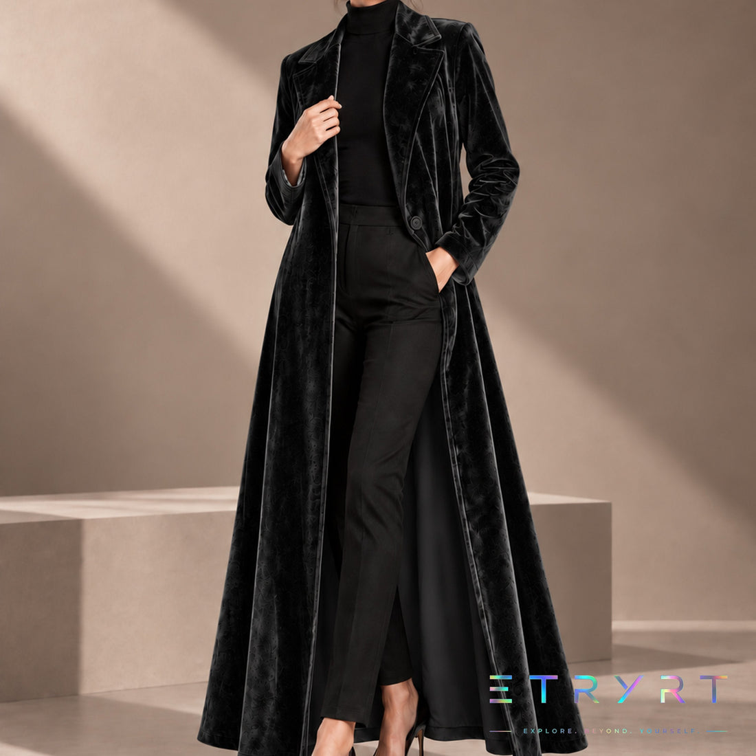 Amalia | Abrigo maxi de terciopelo abierto