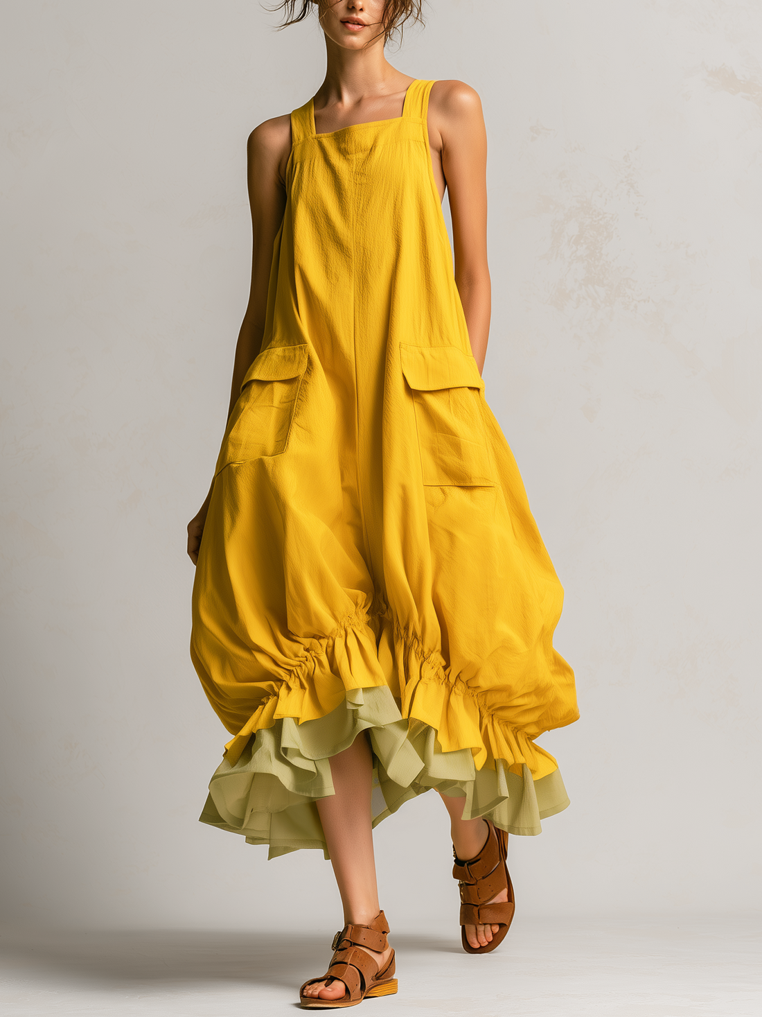 Tilda | Vestido midi burbuja con bolsillos y volante