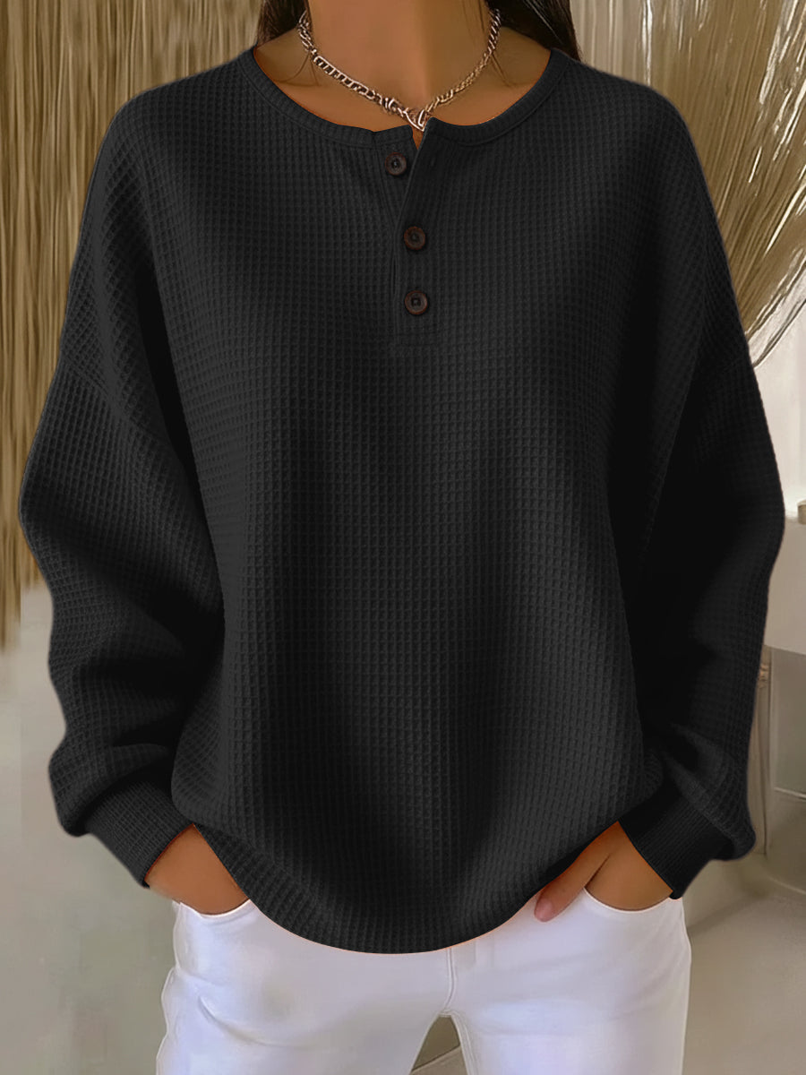 Rosa | Sudadera henley de tejido gofrado