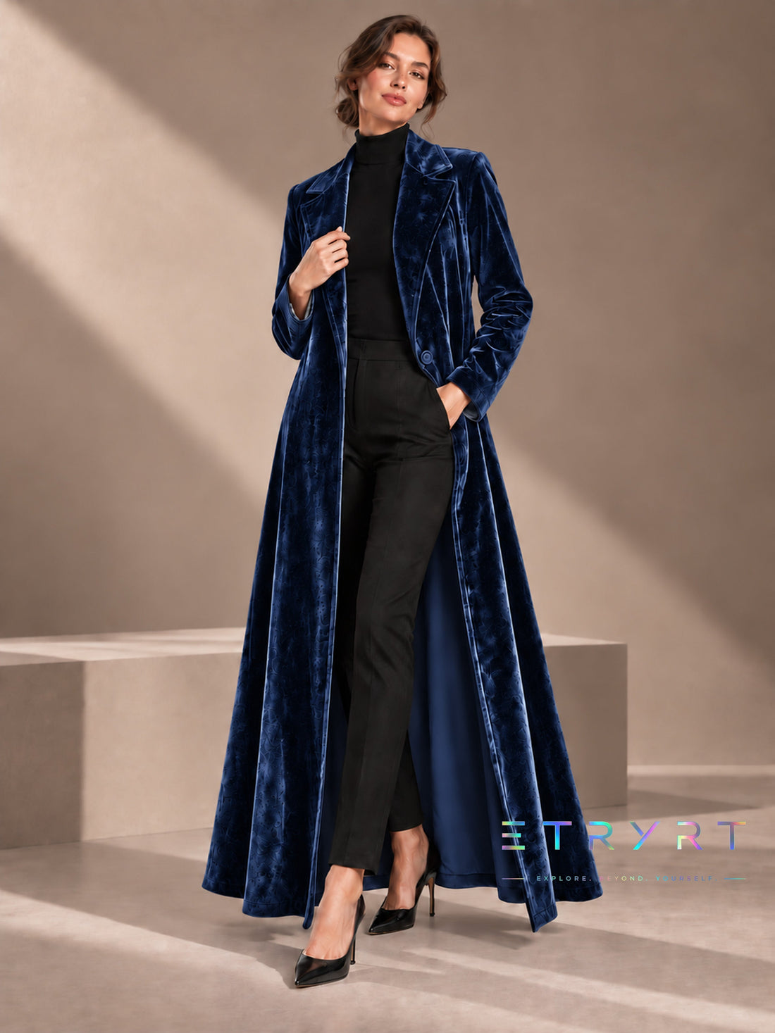 Amalia | Abrigo maxi de terciopelo abierto