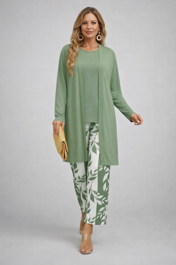 Aurelia | Traje de invitada de tres piezas en verde