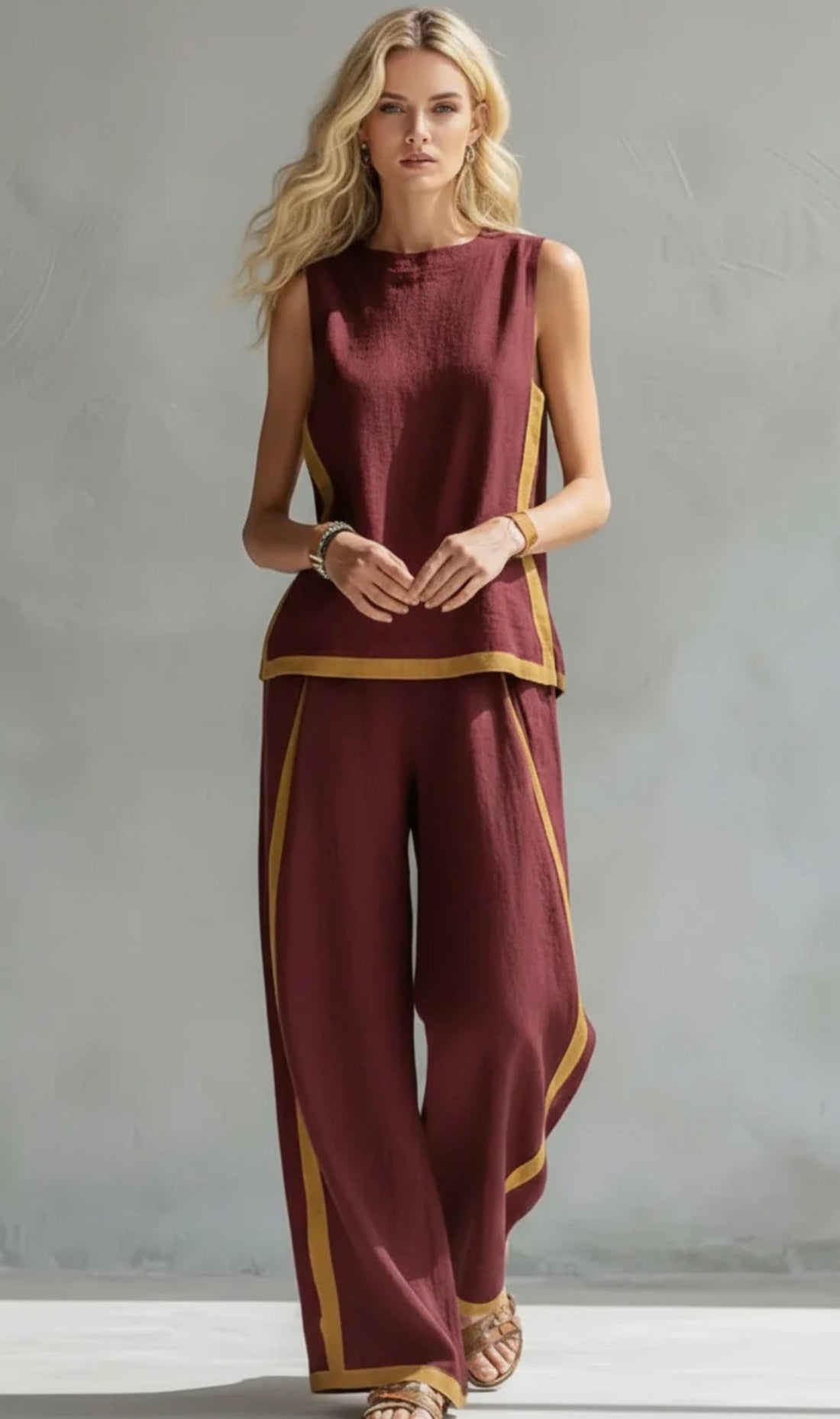 Andrea | Conjunto de top sin mangas y pantalón amplio