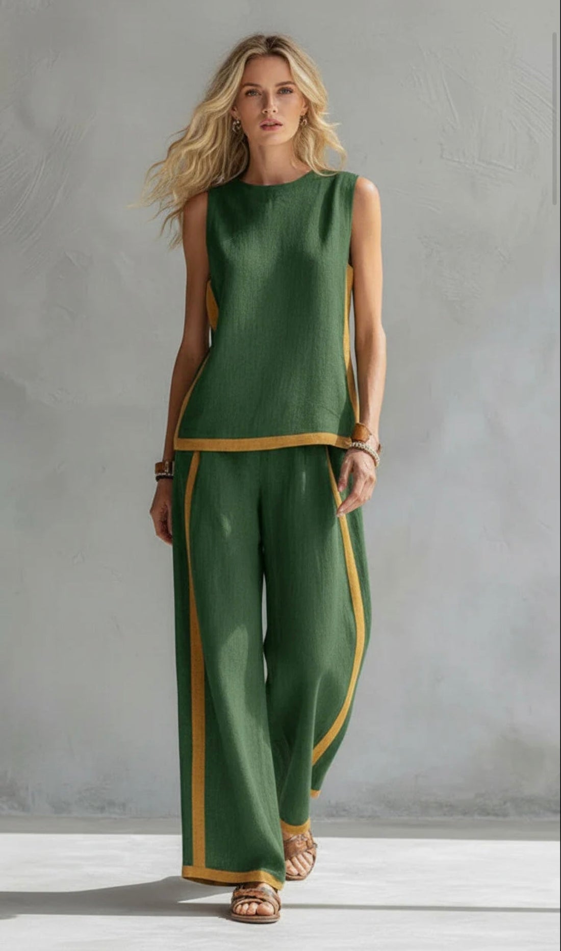 Andrea | Conjunto de top sin mangas y pantalón amplio