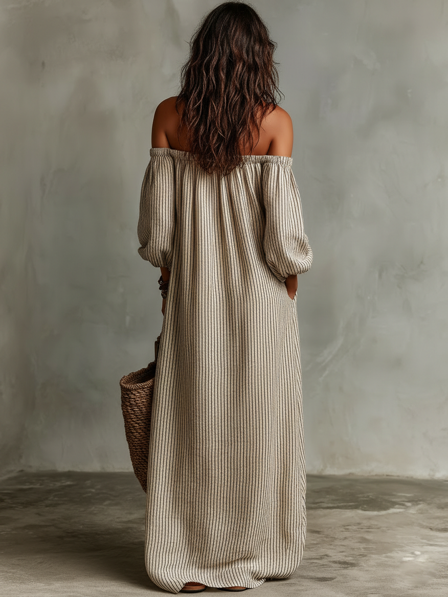 Candela | Vestido largo fluido de hombros descubiertos