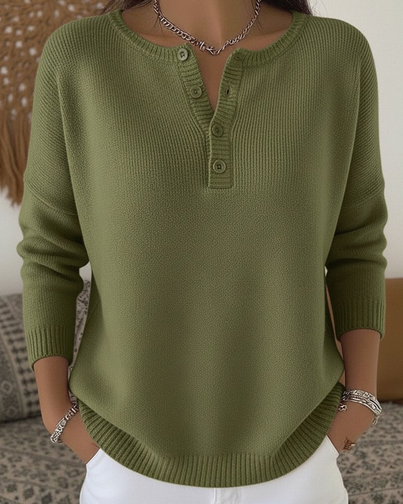 Carla | Jersey de punto con tapeta henley