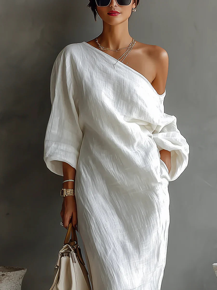 Bianca | Vestido maxi asimétrico y fluido